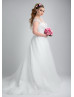 Beaded Lace Tulle Plus Size Ivory Wedding Dress